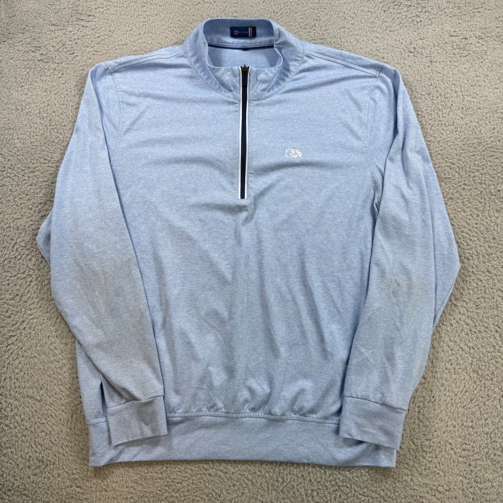 Stitch Golf Mens XL 1/4 Zip Pullover Light Blue Heather Performance Logo